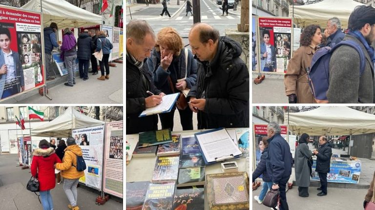 Paris, France—December 15, 2023: On the second day, freedom-loving Iranians and supporters of the People’s Mojahedin Organization of Iran (PMOI/MEK) organized an exhibition to express solidarity with the Iranian Revolution. The event also served as a platform to condemn the recent wave of brutal executions in Iran.