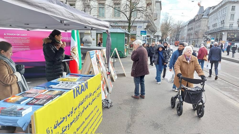 Zurich— December 5, 2023: MEK Supporters Held an Exhibition in Solidarity With the Iran Revolution