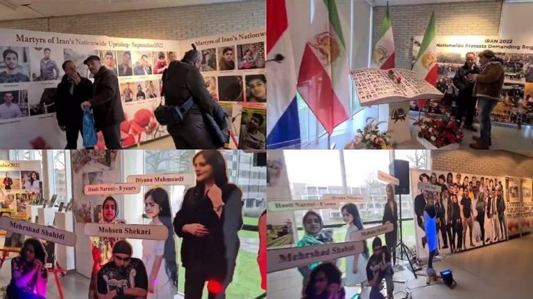 Amersfoort, The Netherlands — January 13, 2024: Freedom-loving Iranians and supporters of the People’s Mojahedin Organization of Iran (PMOI/MEK) organized a photo exhibition of the martyrs of the nationwide uprising of the Iranian people, expressing solidarity with the Iranian Revolution.
