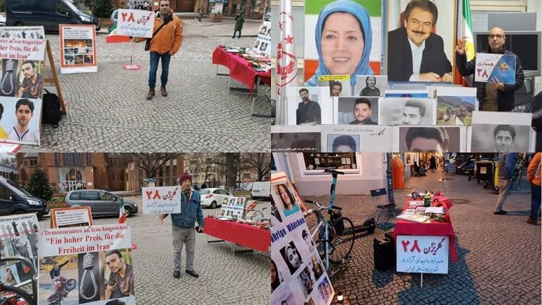 Berlin, Germany—December 31, 2023: The Iranian community and supporters of the People’s Mojahedin Organization of Iran (PMOI/MEK) organized a book exhibition in solidarity with the Iranian Revolution,. They also invited all freedom-loving Iranians to participate in the 28th #FreeIranTelethon in support of Simay-e-Azadi (INTV).