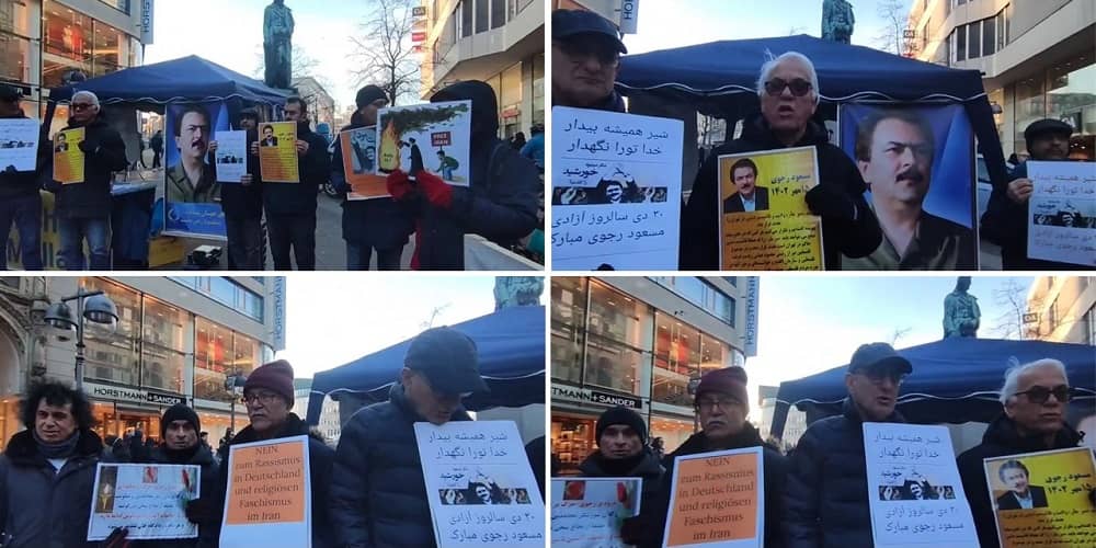 Hanover, Germany—January 20, 2024: Freedom-loving Iranians and supporters of the People’s Mojahedin Organization of Iran (PMOI/MEK) celebrated the anniversary of Massoud Rajavi‘s release from the Shah regime’s prison in 1979, marking the liberation of the last group of political prisoners.