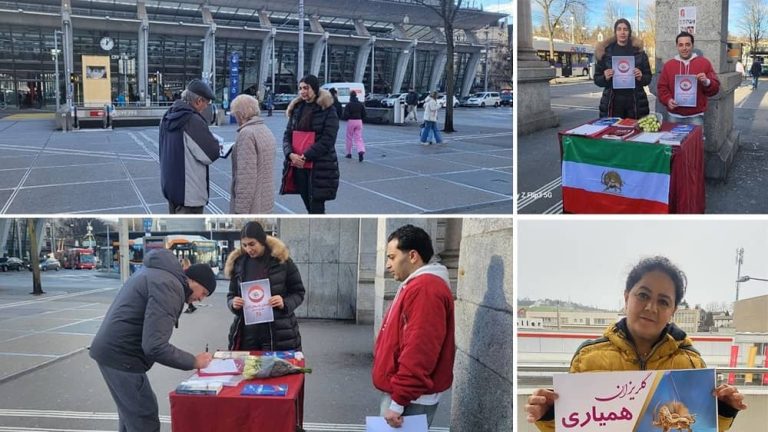 Lucerne, Switzerland:—January 4, 2024: On the second consecutive day, freedom-loving Iranians and supporters of the People’s Mojahedin Organization of Iran (PMOI/MEK) organized a book exhibition in solidarity with the Iranian Revolution.