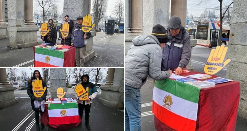 Lucerne, Switzerland—January 11, 2024: MEK Supporters Organized an Exhibition in Solidarity With the Iran Revolution