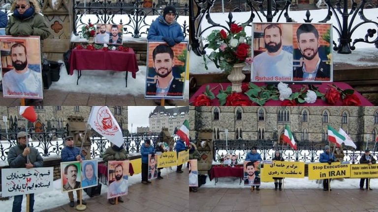 Ottawa, Canada—January 27, 2024: Freedom-loving Iranians and supporters of the People’s Mojahedin Organization of Iran (PMOI/MEK) organized a rally in sub-zero freezing weather to express support for the Iranian Revolution