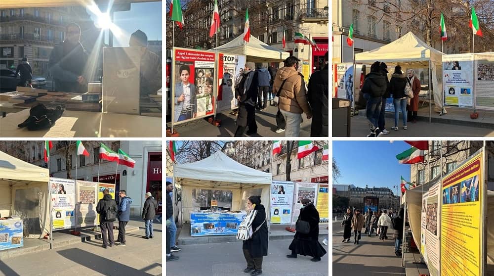 Paris—January 11, 2024: MEK Supporters Organized an Exhibition in Solidarity With the Iran Revolution