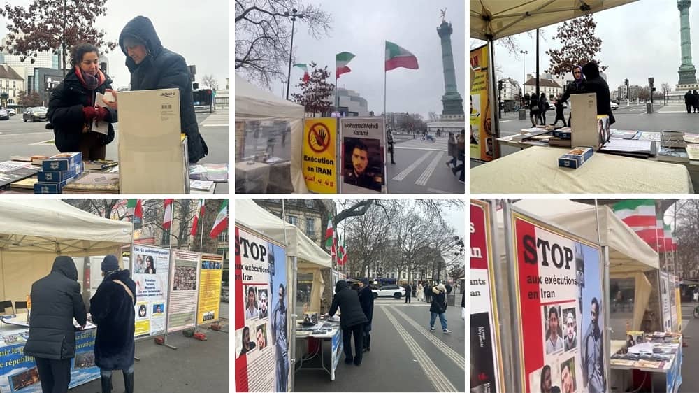 Paris—January 13, 2024: MEK Supporters Organized an Exhibition in Solidarity With the Iran Revolution