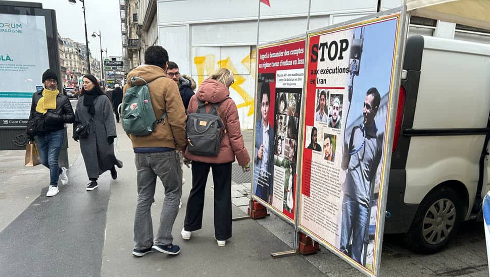 On January 12, 2024, in Paris, France, freedom-loving Iranians and supporters of the People’s Mojahedin Organization of Iran (PMOI/MEK) orchestrated a photo exhibition and set up a book table to express solidarity with the Iranian Revolution.