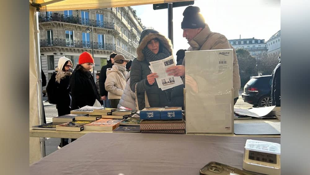 On January 20, 2024, in Paris, France, freedom-loving Iranians and supporters of the People’s Mojahedin Organization of Iran (PMOI/MEK) organized a photo exhibition and set up a book table to express solidarity with the Iranian Revolution.