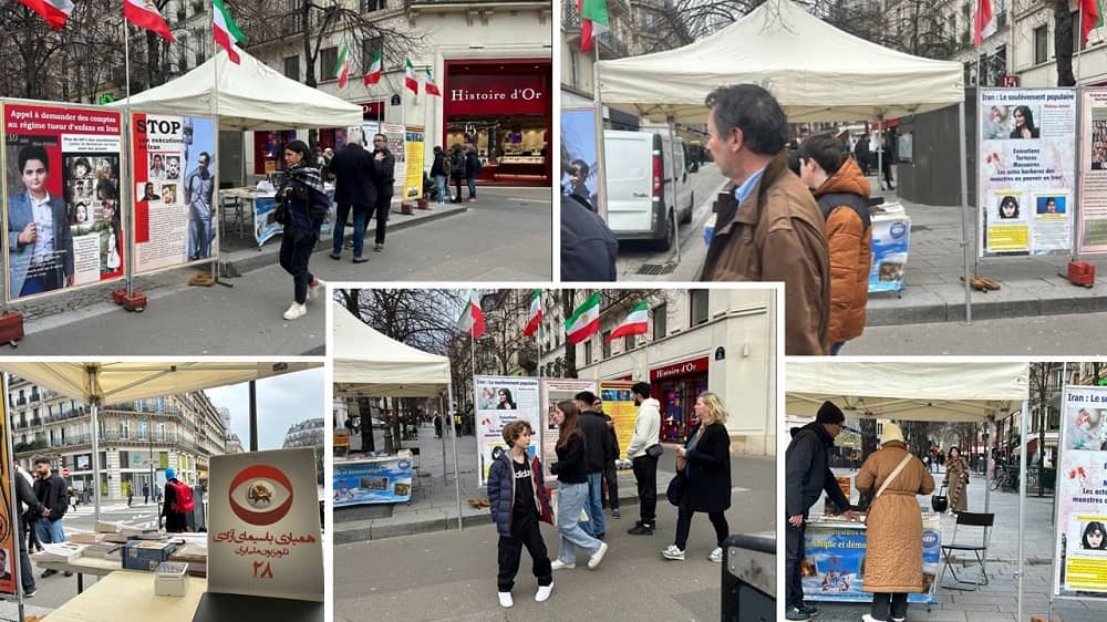 Paris—January 4, 2024: MEK Supporters Organized an Exhibition in Solidarity With the Iran Revolution, Supporting #FreeIranTelethon