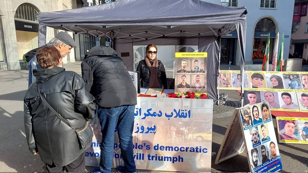 Zurich—January 29, 2024: MEK Supporters Exhibition in Solidarity With the Iran Revolution, Condemning the Wave of Executions in Iran