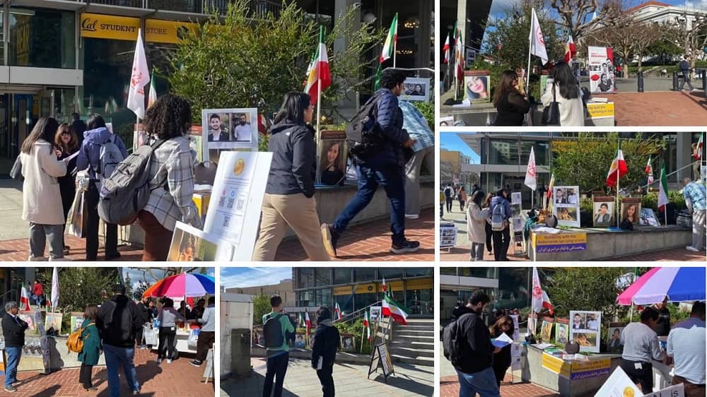 Berkeley, California—February 9, 2024: Members of the Iranian-American Community of Northern California held an exhibition and information table at the University of California, Berkeley (UC Berkeley) to support the Iranian Revolution.