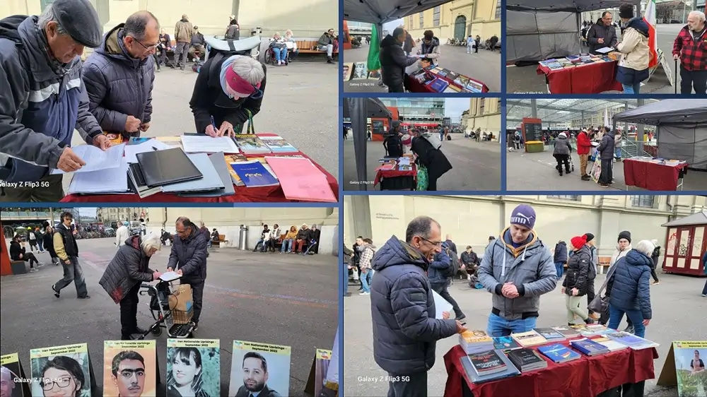 Bern, Switzerland—January 30, 2024: MEK Supporters Exhibition in Solidarity With the Iran Revolution