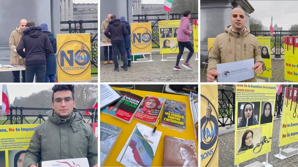 Brussels, Belgium—February 3, 2024: Exhibition Condemning the Rising Rate of Executions in Iran