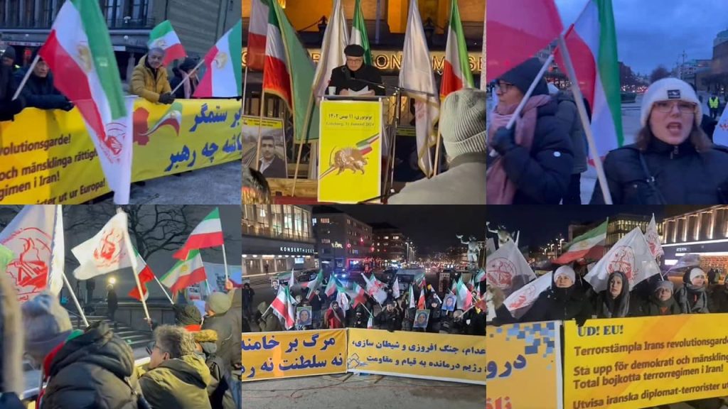 Gothenburg, Sweden—January 31, 2023: Freedom-loving Iranians and supporters of the People’s Mojahedin Organization of Iran (PMOI/MEK) organized a rally to express support for the Iranian Revolution, supporting the PMOI's struggle for freedom. The rally also served as a platform to condemn the recent wave of brutal executions in Iran.