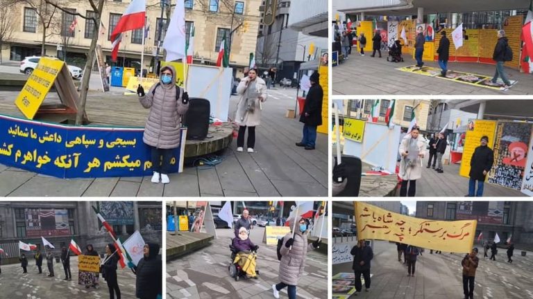 Vancouver, Canada—February 3, 2024: Freedom-loving Iranians and supporters of the People’s Mojahedin Organization of Iran (PMOI/MEK) organized a rally to express support for the Iranian Revolution. Iranians strongly condemned the wave of executions in Iran by the mullahs' regime.