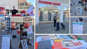 Aarau, Switzerland—March 26, 2024: Freedom-loving Iranians and supporters of the People’s Mojahedin Organization of Iran (PMOI/MEK) organized an exhibition in solidarity with the Iranian Revolution. This exhibition served as a tribute to the martyrs of the nationwide Iranian uprising.