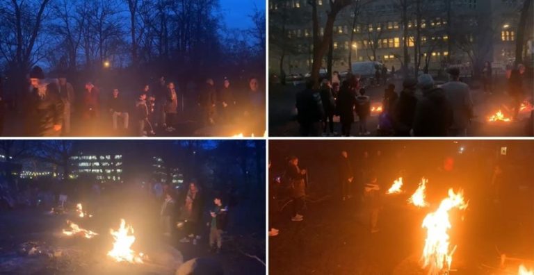 Berlin, Germany—March 12, 2024: Freedom-loving Iranians and supporters of the People’s Mojahedin Organization of Iran(PMOI/MEK) gathered to express their solidarity with the brave young men and women of Iran in the Charshanbe Suri uprising across the cities of Iran.