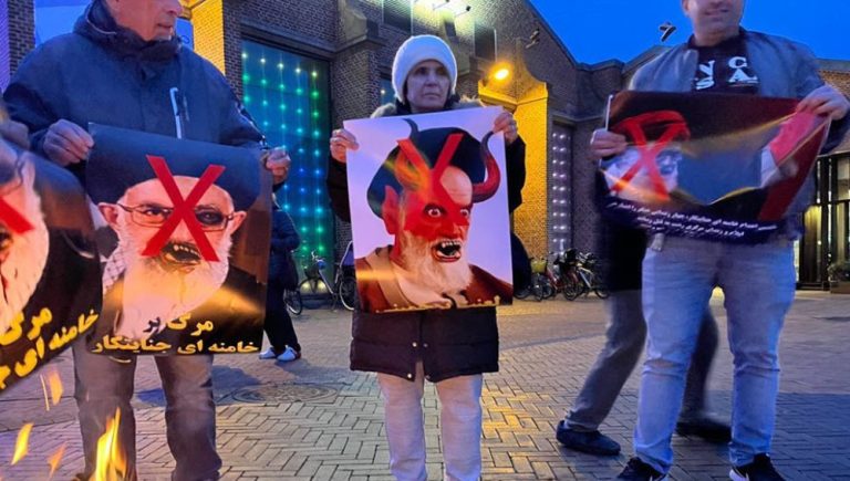 Copenhagen, Denmark—March 22, 2024: Freedom-loving Iranians and supporters of the People’s Mojahedin Organization of Iran(PMOI/MEK) gathered to express their solidarity with the brave young men and women of Iran in the Charshanbe Suri uprising across the cities of Iran.