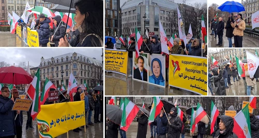 Oslo, Norway—March 2, 2024: Freedom-loving Iranians and supporters of the People’s Mojahedin Organization of Iran (PMOI/MEK) organized a rally in front of the Norwegian Parliament to express solidarity with the Iranian Revolution.