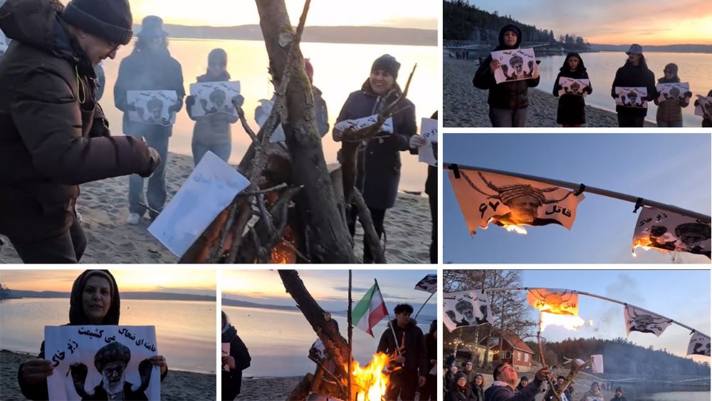 Oslo, Norway—March 12, 2024: Freedom-loving Iranians and supporters of the People’s Mojahedin Organization of Iran(PMOI/MEK) gathered to express their solidarity with the brave young men and women of Iran in the Charshanbe Suri uprising across the cities of Iran.
