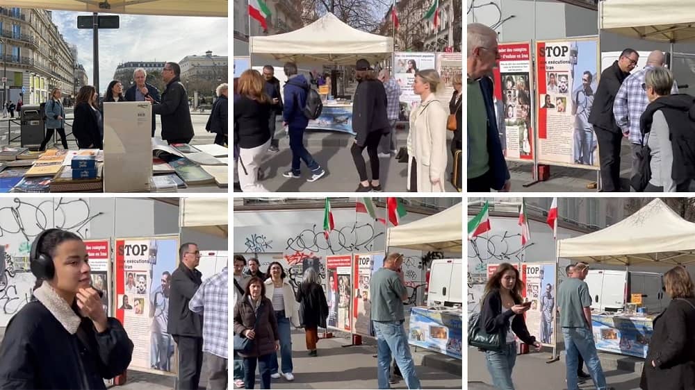 Paris, France—March 14, 2024: MEK Supporters Exhibition in Support of the Iranian Revolution