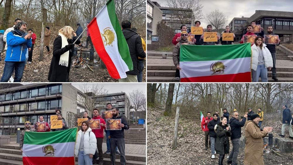 Switzerland—March 22, 2024: Freedom-loving Iranians and supporters of the People’s Mojahedin Organization of Iran(PMOI/MEK) gathered to express their solidarity with the brave young men and women of Iran in theCharshanbe Suri uprising across the cities of Iran.