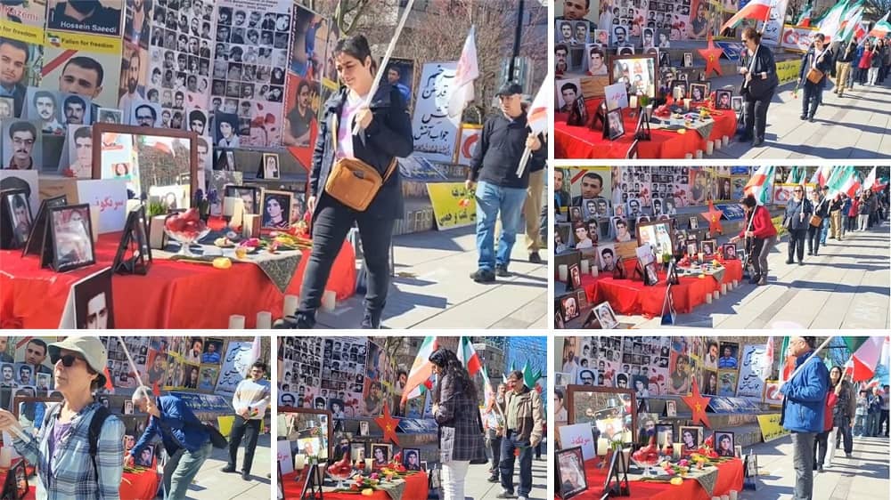 Vancouver, Canada—March 16, 2024: Freedom-loving Iranians and supporters of the People’s Mojahedin Organization of Iran (PMOI/MEK) gathered to rally in solidarity with the Iranian Revolution, commemorating the martyrs who sacrificed for freedom.