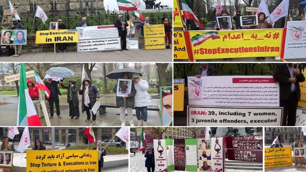 Canada—April 27, 2024: Freedom-loving Iranians and supporters of the People's Mojahedin Organization of Iran (PMOI/MEK) organized rallies in Ottawa, Toronto, and Montreal to protest the increasing wave of executions by the Iranian regime.