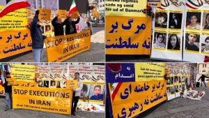 Copenhagen, Denmark—April 20, 2024: Freedom-loving Iranians and supporters of the People’s Mojahedin Organization of Iran (PMOI/MEK) organized an exhibition and rally to express solidarity with the Iranian Revolution.