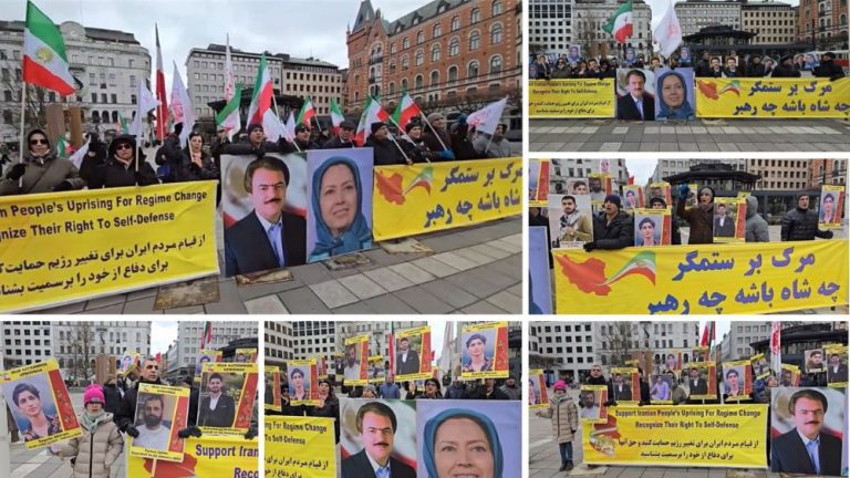 Stockholm, Sweden - April 20, 2024: Freedom-loving Iranians and supporters of the People’s Mojahedin Organization of Iran (PMOI/MEK) organized a rally in solidarity with the Iranian Revolution.