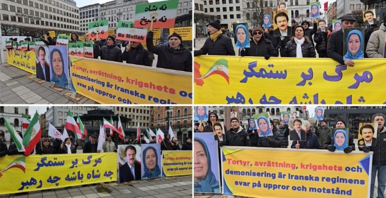 Stockholm, Sweden—April 6, 2024: Freedom-loving Iranians and supporters of the People’s Mojahedin Organization of Iran (PMOI/MEK) organized a rally to express support for the Iranian Revolution.