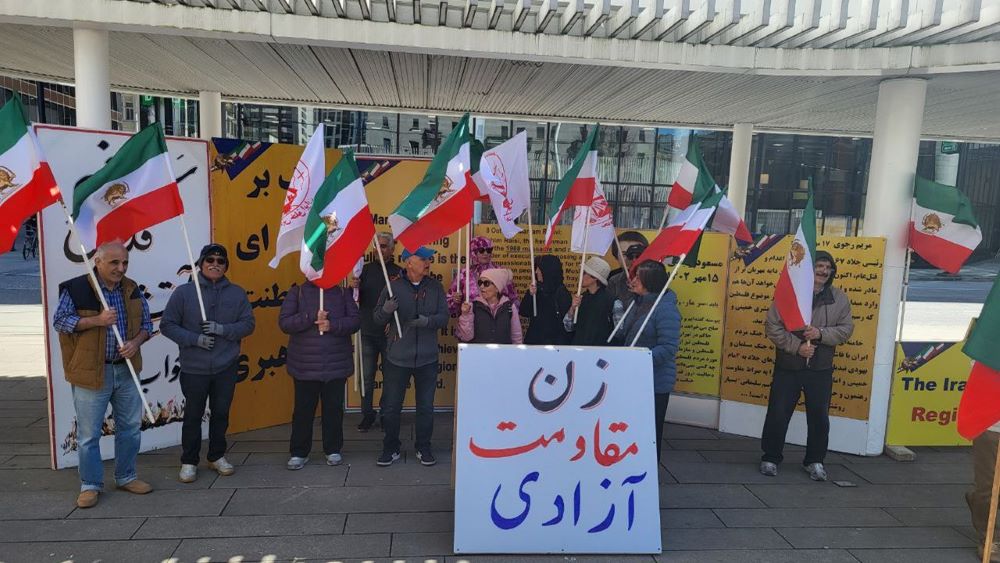 Vancouver, Canada—April 13, 2024: Freedom-loving Iranians and supporters of the People’s Mojahedin Organization of Iran (PMOI/MEK) organized a rally to express solidarity with the Iranian Revolution. They called for the designation of the IRGC as a terrorist organization.