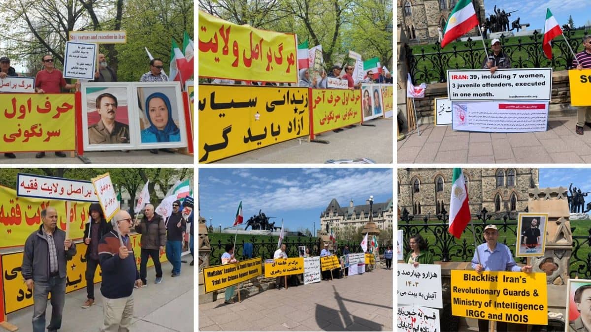 Canada—May 4, 2024: Freedom-loving Iranians and supporters of the People's Mojahedin Organization of Iran (PMOI/MEK) organized rallies in Ottawa and Toronto to protest the increasing wave of executions by the Iranian regime. They also expressed their solidarity with the Iranian Revolution and advocated for blacklisting the IRGC.