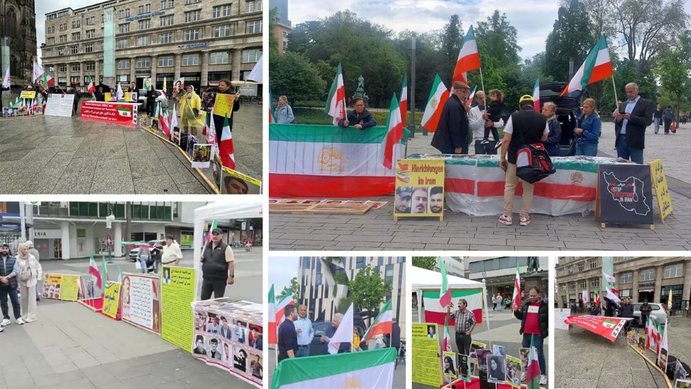 Germany—May 4, 2024: Freedom-loving Iranians and supporters of the People’s Mojahedin Organization of Iran (PMOI/MEK) held rallies and exhibition in Cologne, Düsseldorf, and Kassel to express solidarity with the Iranian Revolution, while also protesting against the increasing wave of executions by the Iranian regime.