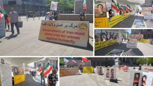 Vancouver, Canada—May 11, 2024: Freedom-loving Iranians and supporters of the People’s Mojahedin Organization of Iran (PMOI/MEK) organized a rally to express solidarity with the Iranian Revolution. They also protested against the increasing wave of executions by the Iranian regime.