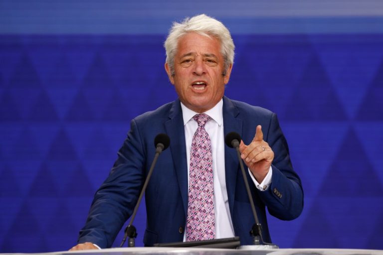 Former Speaker of the UK Parliament John Bercow addresses the Brussels Free Iran Rally–Sep 6, 2025