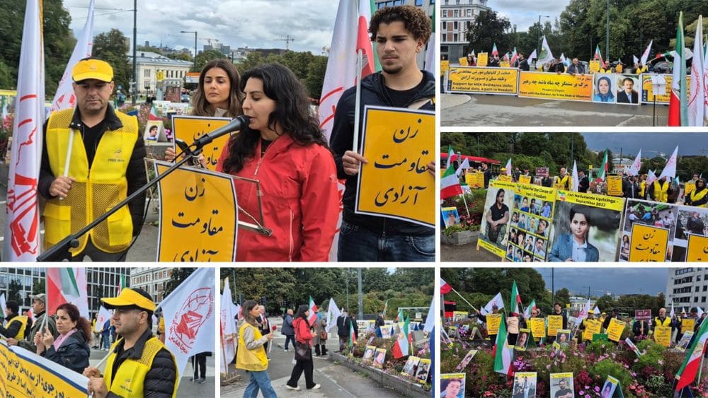MEK supporters rally in Oslo on Sept 13, 2025, honoring the 2022 uprising and calling for freedom and democracy in Iran.