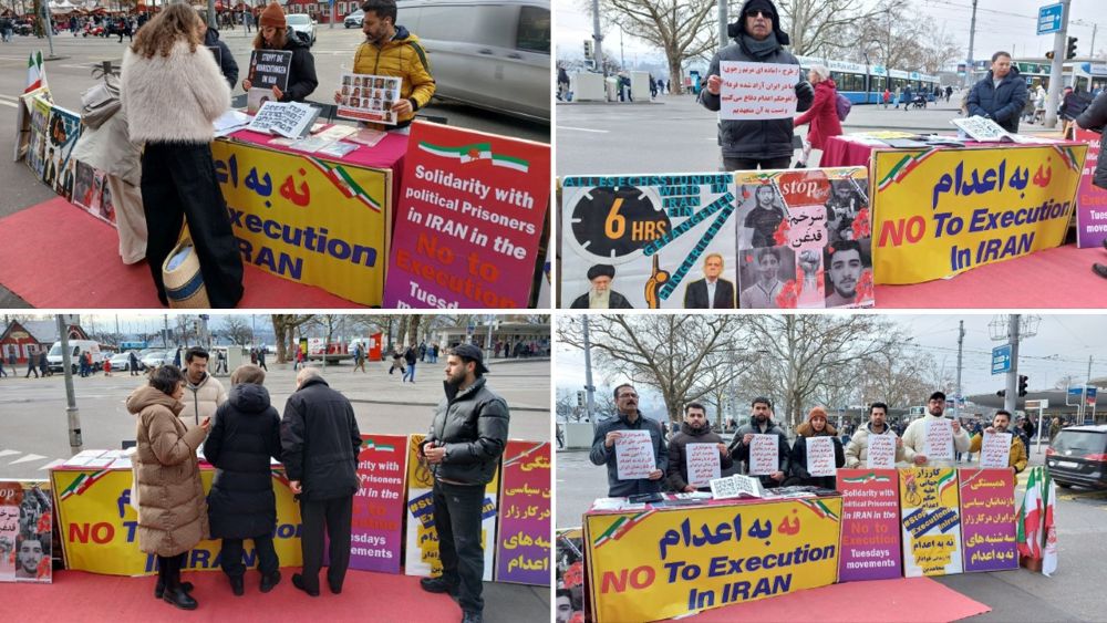 Switzerland - Dec 22, 2025: Zurich exhibition voices support for “No to Execution Tuesdays” and freedom for political prisoners.