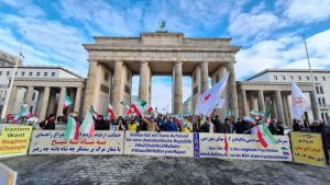 MEK supporters rally at Berlin's Brandenburg Gate, standing with Iran's nationwide uprising for a free, democratic republic – January 10, 2026