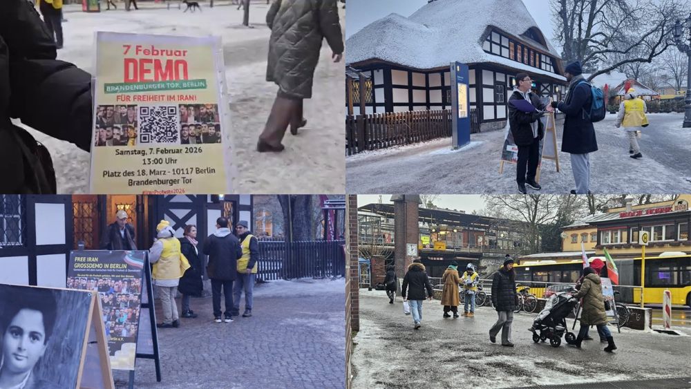 Book and photo exhibition in Berlin commemorating Iranian uprising martyrs, drawing solidarity from locals and diaspora (Jan 28, 2026).