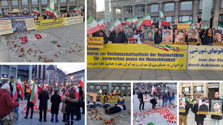 MEK supporters rally in Cologne, standing with Iran's nationwide uprising for a free, democratic republic – January 17, 2026