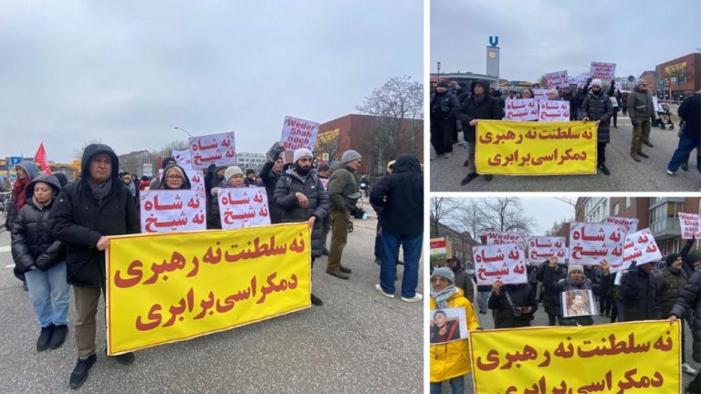 Iranians in Hamburg showed solidarity with the Iran Uprising, holding banners and portraits honoring the martyrs and calling for freedom.