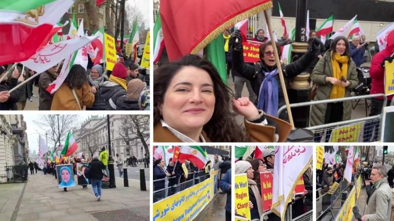 Iranians in London gather outside the UK Prime Minister’s Office, voicing solidarity with protesters in Iran.