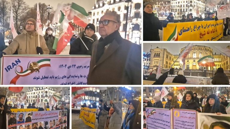 Supporters of the Iranian Resistance rally outside Norway’s Parliament in Oslo, January 15, 2026, in solidarity with nationwide protests in Iran.