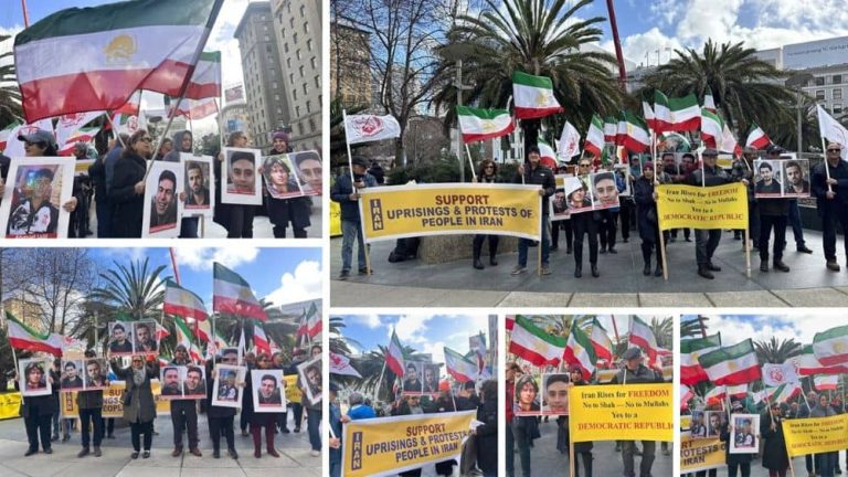 Iranian Americans in San Francisco rally for Iran’s freedom, calling for a democratic republic.