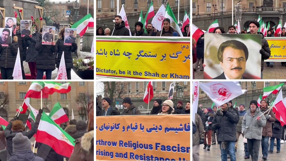 Iranians in Stockholm stand in solidarity with the 21-day uprising, honoring martyrs and calling for freedom and democracy in Iran.