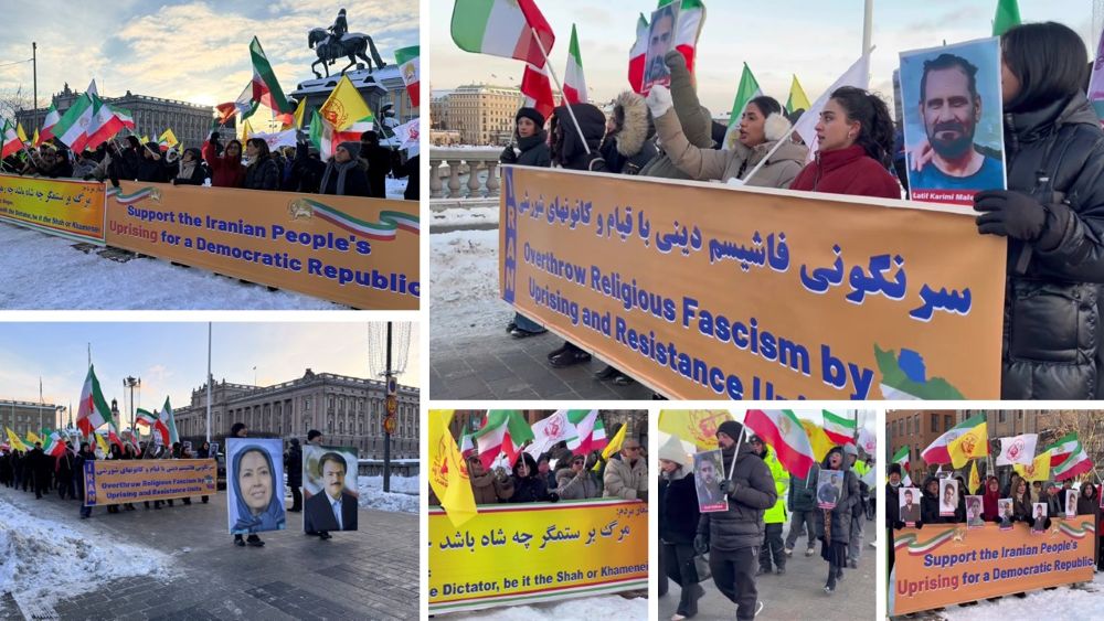 Supporters of the Iranian Resistance rally in Stockholm, voicing solidarity with nationwide protests and urging a democratic republic.