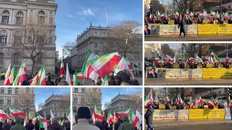 London, January 7, 2026 — Supporters of the Iranian Resistance rally outside the UK Prime Minister’s Office in solidarity with Iran’s nationwide uprising.