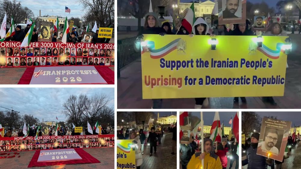 Iranian Americans hold candlelight vigil before White House, honoring uprising martyrs, demanding prisoner release.