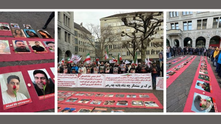 Iranians in Zurich lay flowers and honor the martyrs of Iran’s uprising, calling for freedom and democracy.